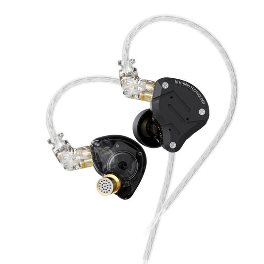 Kinboofi KZ ZS10 Pro IEM Headphone, in Ear Monitor Headphone, 4BA 1DD KZ Wired Earphone Multi Driver in Ear Earphone,IEM Earphone on Stage Monitor for Singer Guitarist Drummer (Matte Black No Mic) - color: Matte Black, size: No Microphone