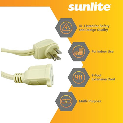 Sunlite 04155-SU EX9/AP Medium Duty 9-Foot Appliance Extension Cord, Three Prong, 14/3 Gauge, 15 Amp, Beige - size: 9'