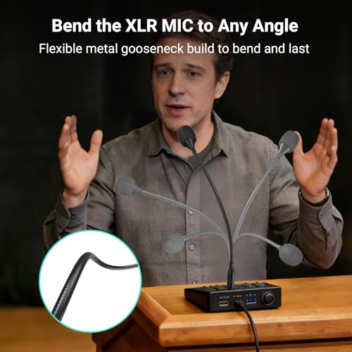 XLR Gooseneck Microphone with Mute Button, 19 Inches Unidirectional Dynamic XLR Mic, Professional for Audio Mixer, Conference，Podium & DJ