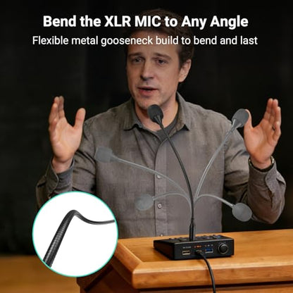 XLR Gooseneck Microphone with Mute Button, 19 Inches Unidirectional Dynamic XLR Mic, Professional for Audio Mixer, Conference，Podium & DJ