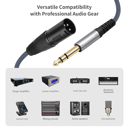 2 Pack 1/4 TRS Male to 3Pin XLR Mael Auido Cable,6.35mm TRS to XLR Male Braid Quarter inch Balanced Cable for Mixer Power Amplifier-3Feet - color: 1/4 TRS To XLR M, size: 3Feet(2Pack)