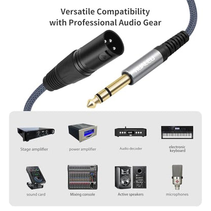 HUALEU10Feet 1/4 TRS to 3Pin XLR Male Auido Cable,6.35mm TRS to XLR 3pin Male Braid Quarter inch Balanced Cable for Mixer Power Amplifier-2Pack - color: 1/4 TRS To XLR M, size: 10 feet(2 pack)