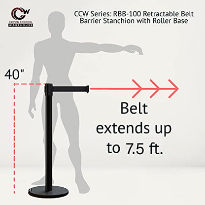 Trafford Industrial RBB-100 Retractable Belt Barrier Stanchions, Set of 2 - color: Maroon, size: 7.5 ft