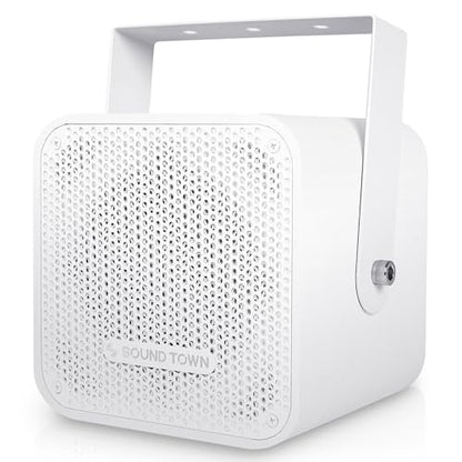 Sound Town Compact 2-Way 5" Coaxial Wall Mount Commercial Loudspeaker, White, with 5" Woofer, Birch Plywood, Speed Mounting Bracket for Bar, Church - color: White, size: 5"