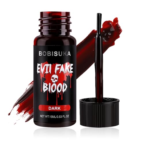 BOBISUKA Halloween Fake Blood, Edible Stage Blood 0.53oz, Realistic Vampire Blood SFX Makeup Kit, Washable Faux Blood Gel for Zombie Monster Special Effects Make Up, Costume Cosplay, Stage&Film(Dark) - color: Dark