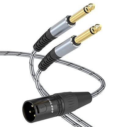 JOLGOO XLR Male to Dual 1/4" TS Mono Y Splitter Microphone Cable, XLR Male to Dual 6.35mm TS Y Adapter Cord, 6.6 Feet - size: 6.6 Feet, style: XLR Male to dual 1/4 TS Male