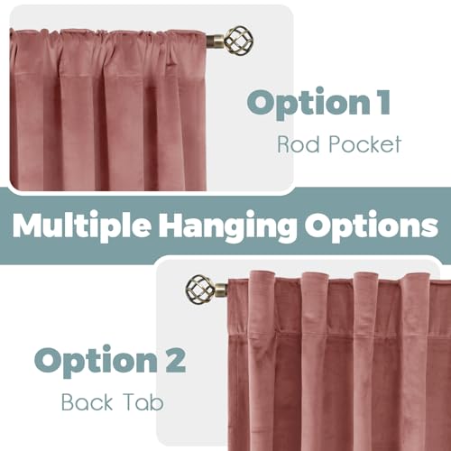 BGment Velvet Curtains 84 inches Long for Living Room, Dusty Rose Pink - color: Dusty Rose, size: 42"W x 84"L (Pack of 2)