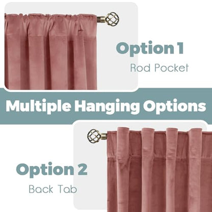 BGment Velvet Curtains 84 inches Long for Living Room, Dusty Rose Pink - color: Dusty Rose, size: 42"W x 84"L (Pack of 2)