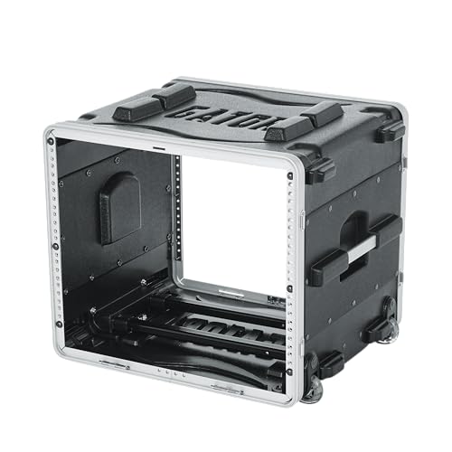 Gator Cases Lightweight Rolling 8U Rack Case with Heavy Duty Latches, Retractable Tow Handle, and Recessed Wheels, Standard 19.25" depth (GRR-8L) | Travel Friendly Mobility with Wheels & Pull Handle Lightweight Case & Field Replaceable Steel Rails - size: