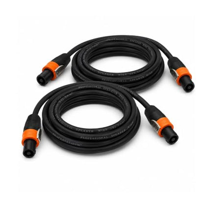 Speakon Cable 6ft 2 Pack — 12AWG OFC NL4FC Twist-Lock Speaker Wire for PA System, DJ Booth, Stage Monitor, Subwoofer, Bass Cabinet, Church & Touring Production