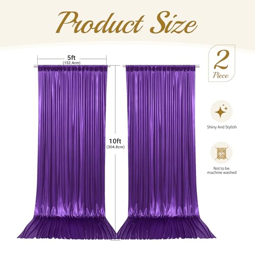 10x10ft Purple Backdrop Curtains Wedding Party Glitter Sequin Curtain Backdrop Fabric Shimmer Drapes Backdrop Bridal Baby Shower Birthday Christmas Photoshoot Background Photography 5x10FT，2 Panels - color: Purple, size: 10ft X 10ft(2 Panels 5ft X 10ft)