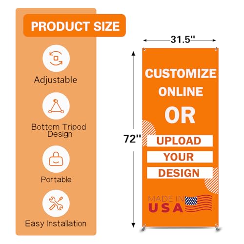 Custom banner 31.5"x72" including Adjustable X Banner Stand and Banner Printing with Travel Bag，Portable Retractable Banner for Exhibitions 、Advertising、 Events - size: 31.5"x72"
