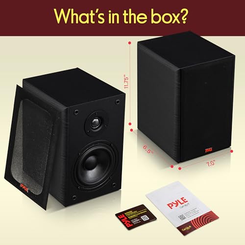 Pyle 6.5” Wired Bookshelf Speakers Pair – 2-Way HiFi Home Theater Stereo Speakers with Soft Dome Tweeter, Paper Cone Woofer & Wall Mount Brackets – Compact Speaker System, Black - color: Black, size: 6 inch