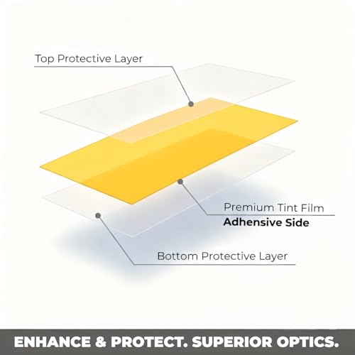 KOMAS 12” X 48” Tint Vinyl Film Sticker Sheet Roll for Car Headlight, Tail Lights, Fog Lights with Squeegee + Cutter (Glossy Yellow) - color: Glossy Yellow