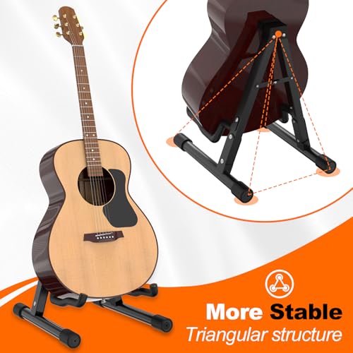 Guitar Stand - Electric, Acoustic and Bass, Banjo Stand, A-Frame Metal Folding Guitar Rack with Non-Slip Rubber Sleeves and Foam Arms Black (Pack of 2) - size: GSA-001C (Pack of 2)
