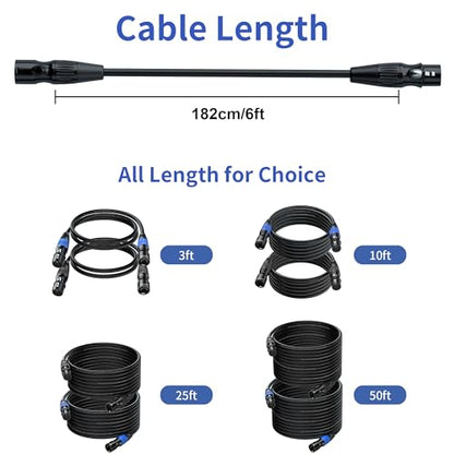 SMALL-EYE 5 Pin DMX Cables 6 ft 2-Pack, 4-Core Male to Female - size: 6 feet -2 Packs