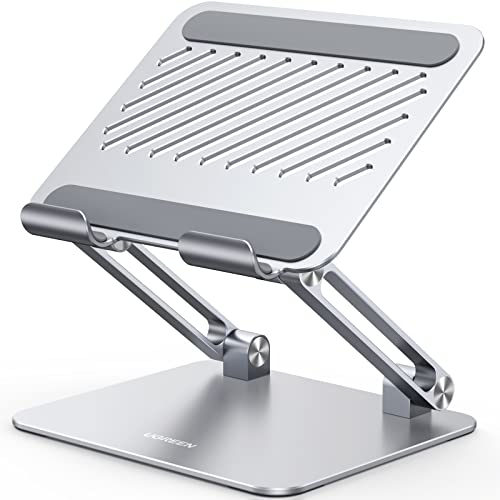 UGREEN Tablet Stand Holder for Desk Dual Rod Support Aluminum Tablet Holder Adjustable Multi-Angle Home Office Accessories Compatible with iPad Pro 13 12 11 10.5 Air Mini 5 4 3 2 Phone E-Reader Silver - color: Silver