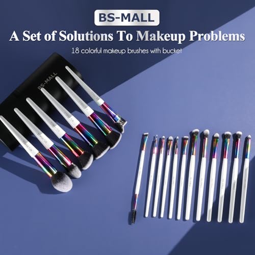 BS-MALL Makeup Brushes Makeup Tools Kit Premium Synthetic Powder Foundation Contour Concealers Lip Brushes Set 18 Pcs - color: E-white
