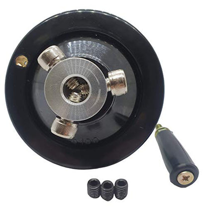 4" Ultimate Handwheel 1/2" Bore (100mm Dia.) - Heavy-Duty Phenolic + Aluminum Crank Handwheel with Revolving Grip for Table Saw, Lathe, Drill Press, Milling & Band Saw - Made in Korea - size: 4" X 1/2"