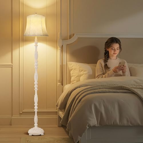 Scenekoy Rustic 66” Wash White Floor Lamp for Living Room Bedroom - color: Beige