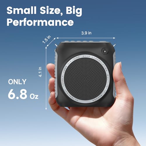 Wireless Voice Amplifier with Headset Microphone, Mini Portable | Voice Amplifier for Teachers, Classroom, Fitness, Yoga, Tour Guides, Coaches, Speech, Elderly Outdoors-Black