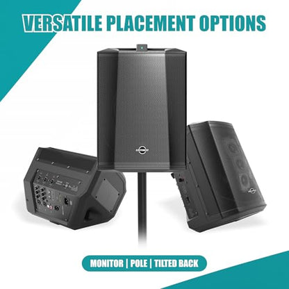 LOTAWAY Y1X-120 Battery Powered Portable PA Speaker System, Black | 240W Rechargeable Bluetooth Speaker with 3-Channel Mixer for Busking, Karaoke, Guitar, Outdoor Events - TWS Pairing