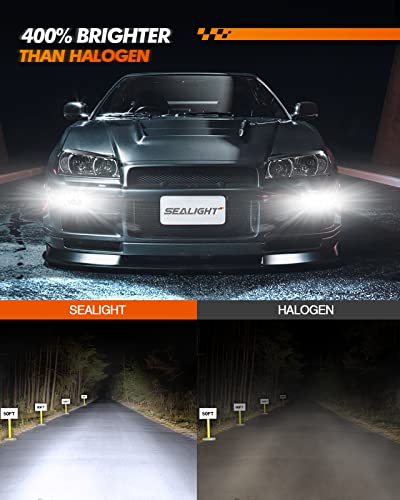 SEALIGHT 9006 Fog Light Bulbs, 400% Brightness 9006 HB4 Fog Lights LED Bulb, 6000K White 9006 Fog Lights for Car, 50,000 HRS Lifespan Replacement Fog Light Bulbs, IP68 Waterproof, Pack of 2 - color: White, size: 9006