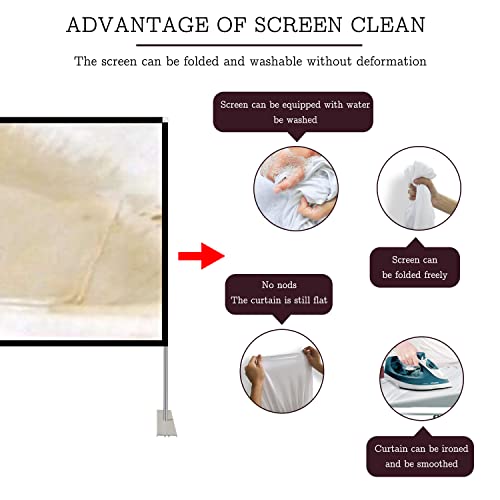Portable Projector Screen Stand Outdoor: Movie Projection Screen 80 inch 4K HD16:9 Outside Screen with Carry Bag for Home Theater Backyard Cinema Travel Foldable Anti Crease - size: 80 inch