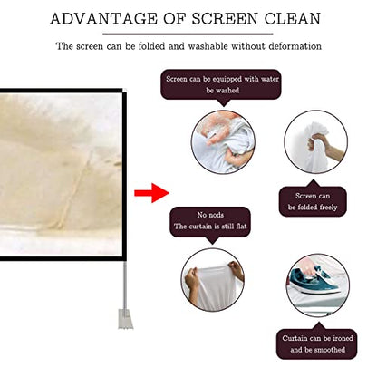 Portable Projector Screen Stand Outdoor: Movie Projection Screen 80 inch 4K HD16:9 Outside Screen with Carry Bag for Home Theater Backyard Cinema Travel Foldable Anti Crease - size: 80 inch