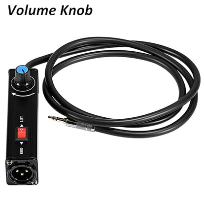 AUX to XLR Isolation Box, 3.5mm TRS to 3-Pin XLR Hum Eliminator with Volume Control, Built-in Audio Transformer & Ground Lift Switch, 3.3ft Cord, Removable Gold Coated AUX Plug