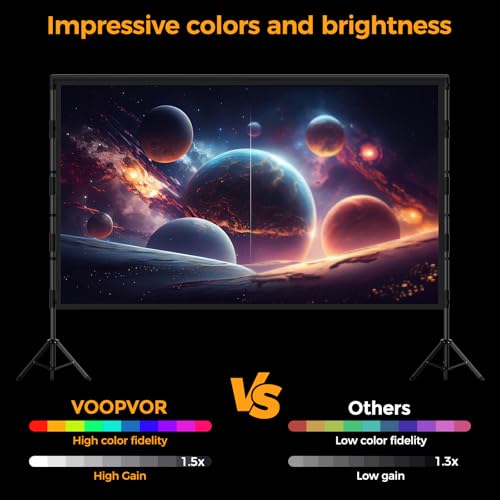 100 Inch Projector Screen with Stand, Portable Outdoor Movie Screen - size: 120"-275x200cm