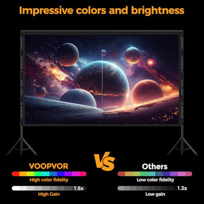 100 Inch Projector Screen with Stand, Portable Outdoor Movie Screen - size: 120"-275x200cm