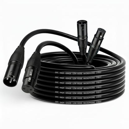 XLR Cable 15FT 2-Pack 3-Pin Male to Female Microphone Cords, Balanced Audio Patch Cable for Mic, Mixer, Speaker, PA System - size: 15Feet