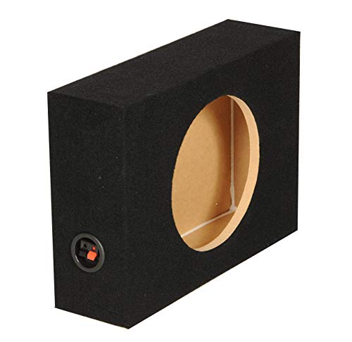Q-Power Shallow Single 12 Inch Heavy Duty Sealed MDF Material Truck Audio Subwoofer Enclosure Box with Durable Carpeted Exterior, Charcoal Gray - style: 12" Sealed