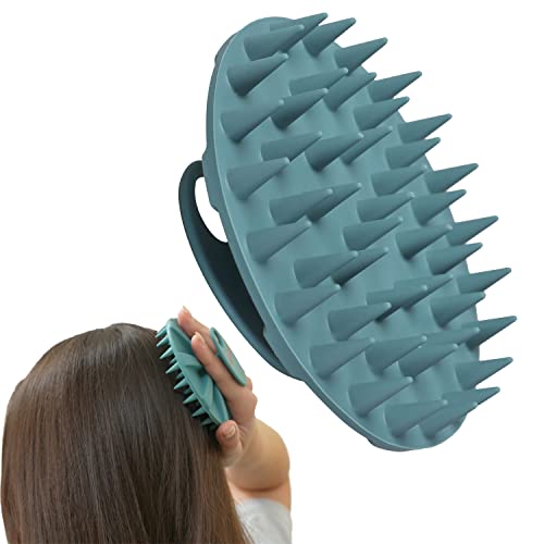 One-piece Silicone Scalp Massager Shampoo Brush Hair Wash, Dark Green | INNERNEED Soft Bristles Scrub Head Scratcher, Head Massage Stress Relax, Wet & Dry Use for Thick Thin Curly Hair Care - color: Dark Green