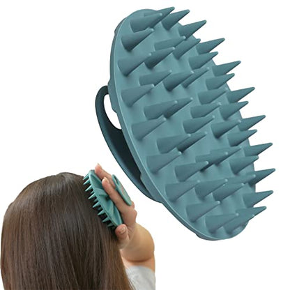 One-piece Silicone Scalp Massager Shampoo Brush Hair Wash, Dark Green | INNERNEED Soft Bristles Scrub Head Scratcher, Head Massage Stress Relax, Wet & Dry Use for Thick Thin Curly Hair Care - color: Dark Green