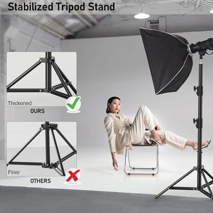 Photography Light Stand, 110"/9.2ft/280cm Portable Reverse Folding Tripod with Travel Bag Aluminum Heavy Duty for Camera,Video,Softboxes,Umbrell,Wedding Outdoor Video Shooting - color: Black