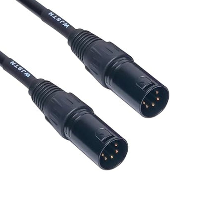 WJSTN XLR Adapter Cable, 5 Pin Male to 5 Pin Female,XLR to XLR Jumper for Mixer, DMX Lightspeed, DMX Controller 2 Pack (6in), black