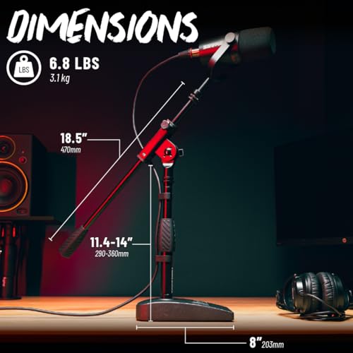 Gator Frameworks Weighted Desktop Microphone Stand with Boom (GFW-MIC-0821) | Compact Stand with 4.5" x 8" Base is Perfect for Desktop Use or Instrument Recording - style: Weighted Base