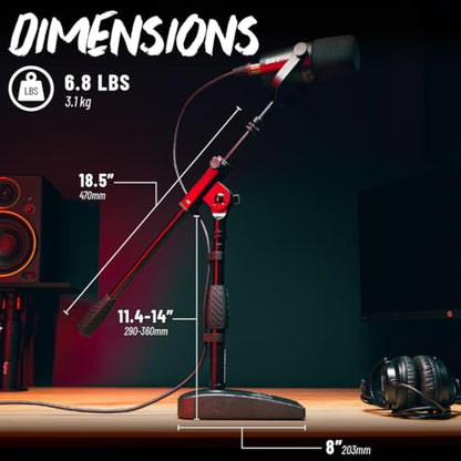 Gator Frameworks Weighted Desktop Microphone Stand with Boom (GFW-MIC-0821) | Compact Stand with 4.5" x 8" Base is Perfect for Desktop Use or Instrument Recording - style: Weighted Base
