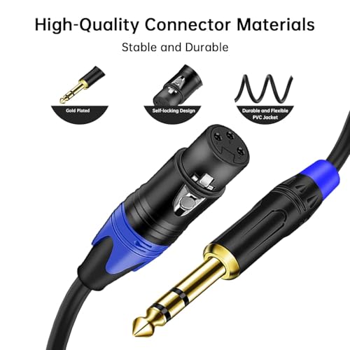 1/4 TRS to Dual XLR Cable, 1/4 Inch (6.35mm) to XLR Dual Y-Splitter Breakout Lead Microphone Cord (1/4 TRS to Dual XLR Female Cable 10 FT) - size: 1/4 Inch TRS to Dual XLR Female - 10 FT