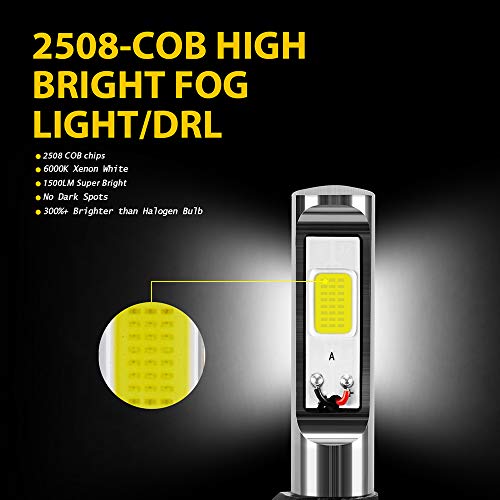 881 889 886 894 862 896 898 LED Fog Light Bulbs 6000K Xenon White, Super Bright High Power COB Chips LED Fog Daytime Running Lights DRL Bulbs Replacement for Cars, Trucks (Pack of 2)
