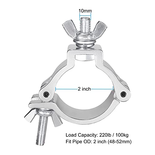 2 Inch Truss Clamps, 10 Packs Gruolin Stage Light Clamp with TUV, Premium 50mm Aluminium Heavy Duty 100kg / 220lb Lighting Clamps, Perfect Fit for 48-52mm OD Tube