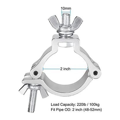 2 Inch Truss Clamps, 10 Packs Gruolin Stage Light Clamp with TUV, Premium 50mm Aluminium Heavy Duty 100kg / 220lb Lighting Clamps, Perfect Fit for 48-52mm OD Tube