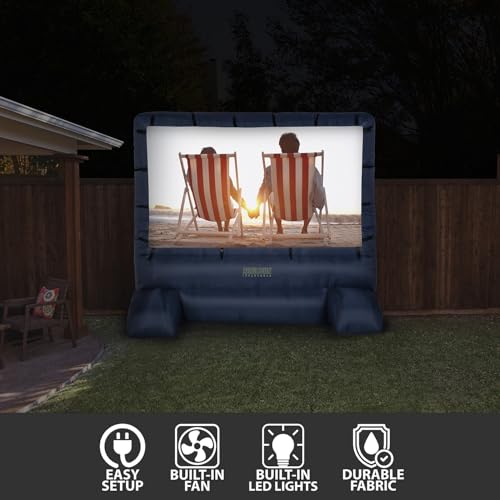 Gemmy 39127-32 Deluxe Outdoor Inflatable Movie Screen, 12-Inch Widescreen, Navy and White, 144"_Deluxe Airblown Movie Screen inflatable with storage bag (HD39127-32) - style: Outdoor Inflatable Deluxe Movie Screen