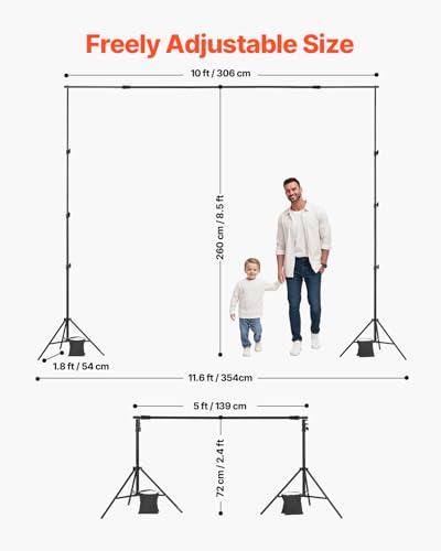 VEVOR Backdrop Stand, 8.5 x 10 ft Adjustable Photo Backdrop Stand Kit, Portable Background with 2 Tripods, Heavy Duty Projector Screen, for Wedding, Photo Video Studio & Party - size: 8.5 x 10 Ft