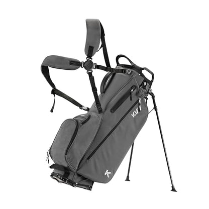 KVV Lightweight Golf Stand Bag with 7 Way Full-Length Dividers, 5 Zippered Pockets, Automatically Adjustable Dual Straps，Elegant Design - color: Charcoal
