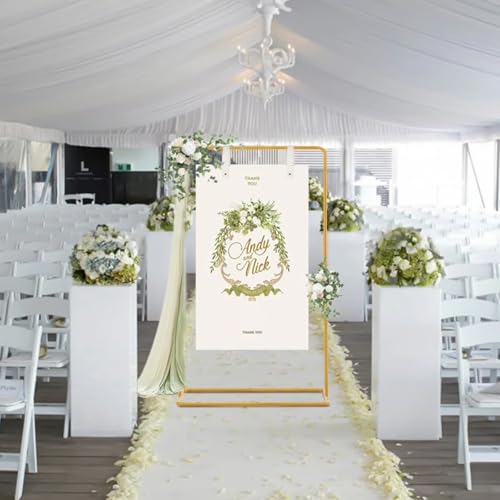 Adjustable Sign Holder, Heavy‑Duty Easel Stand, Wedding Sign Banner Stand for Wedding, Birthday, Baby Shower Events (Gold, M) - color: Gold, size: Flat-M