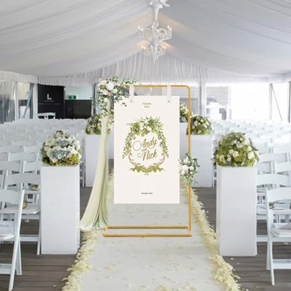 Adjustable Sign Holder, Heavy‑Duty Easel Stand, Wedding Sign Banner Stand for Wedding, Birthday, Baby Shower Events (Gold, M) - color: Gold, size: Flat-M