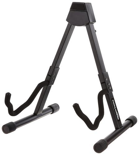 Amazon Basics Portable Adjustable Folding Guitar Stand for Electric and Acoustic Guitars, A-shape, Fully Assembled with Padded Foam, Black, 8.66 x 15.16 x 3.74 inches - size: 8.66 x 15.16 x 3.74 inches